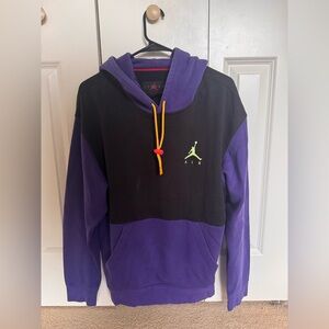 Jordan Men's Purple and Black Sweater with Green Logo